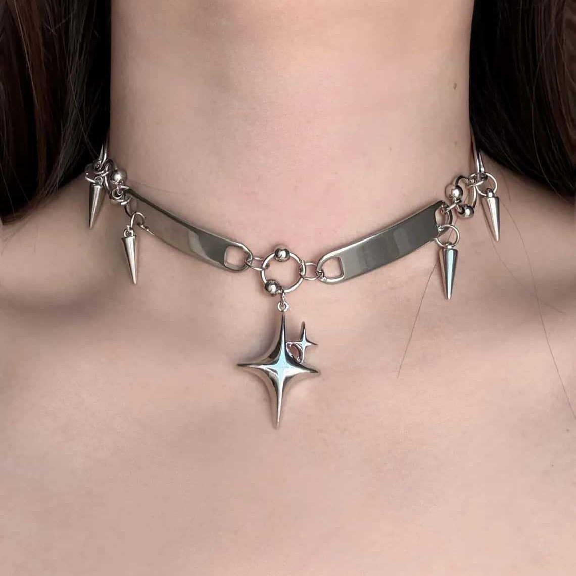 Jewelry Making Rings - Punk Yıldızı Perçinli Gerdanlık,Rock Takıları,Y2k Aksesuarı,Hippi,Goth,Design